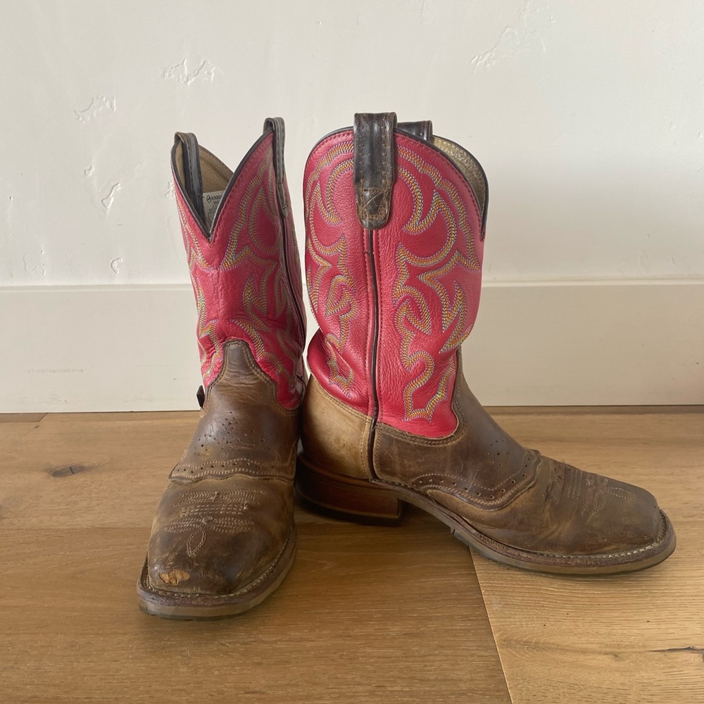 Double H Roper Men’s Boots Red and Brown Size 8 2E wide